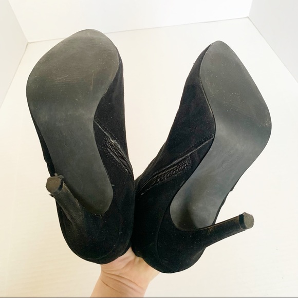Nine West Olivia3Y Black Suede Leather Heel Boots - Picture 9 of 10
